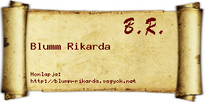 Blumm Rikarda névjegykártya
